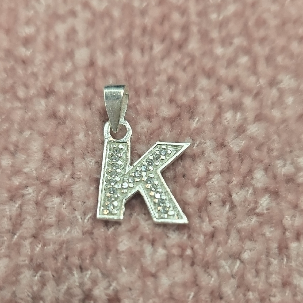 Silver Initial 'K' Pendant
